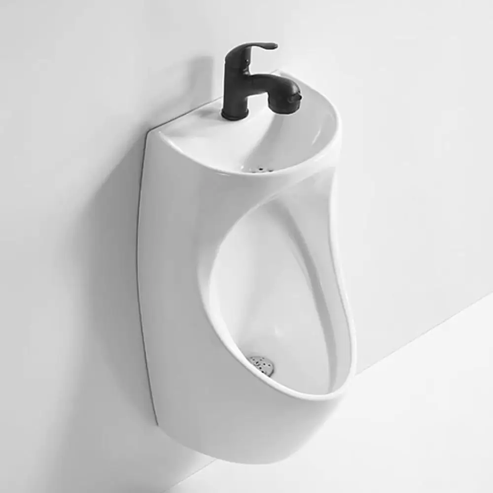 

Spill Proof with Retractable Faucet Wall Mounted Commercial Men Urinals with Built-in Sink Ceramic Urinals Hand Washing Function