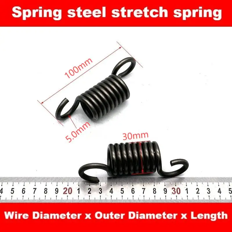 Spring steel single hook spring, Tension spring,Wire Dia 5mm,Outer Dia25/30mm,Length100/120/150/180/200/220/250/280/300/500mm.