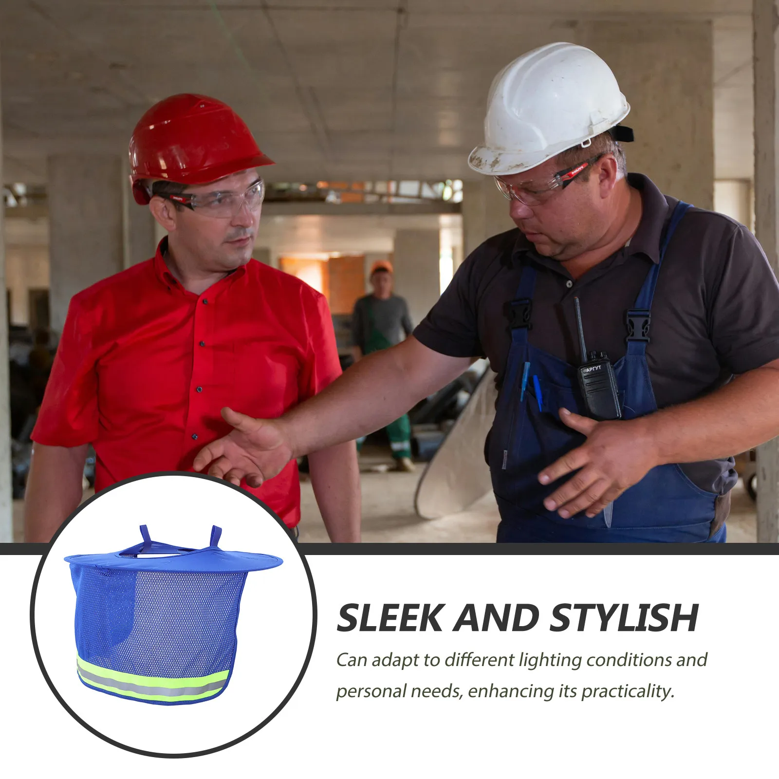 Construction Hard Hat Sun Shade Full Brim Visor Adjustable Breathable Mesh Neck Shield Reflective Strip Protective Cover
