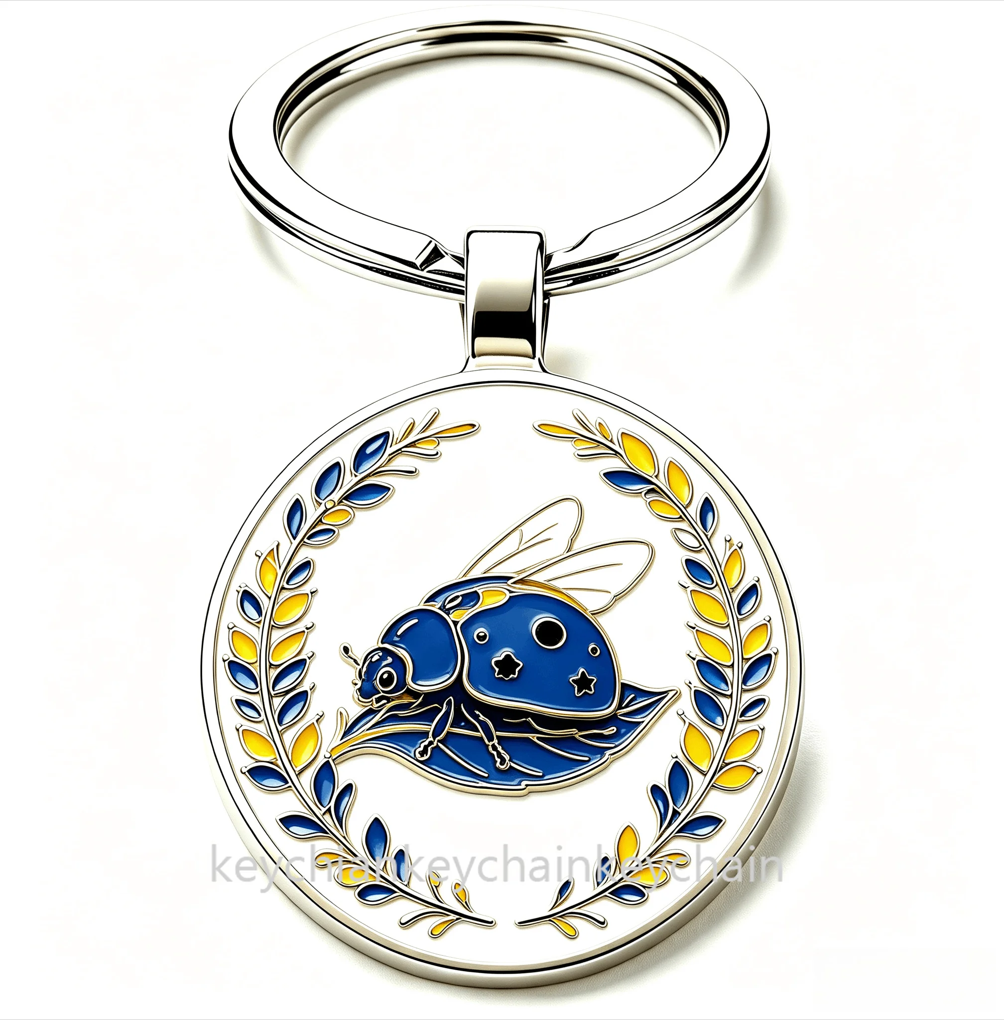 Ukraine Blue Yellow Flying insect ladybug Keychain Pendant Key Ring Bag Car Key Chain Souvenir Gift