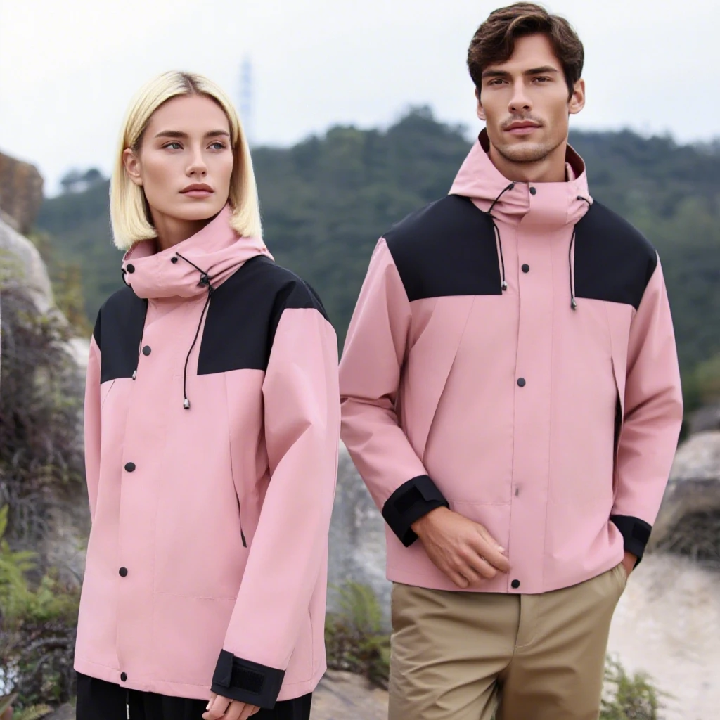 

Unisex Color Block Hooded Windbreaker Waterproof Outdoor Jacket Men Women Hiking Coat Autumn Casual Sportswear Long-sleeved Top
