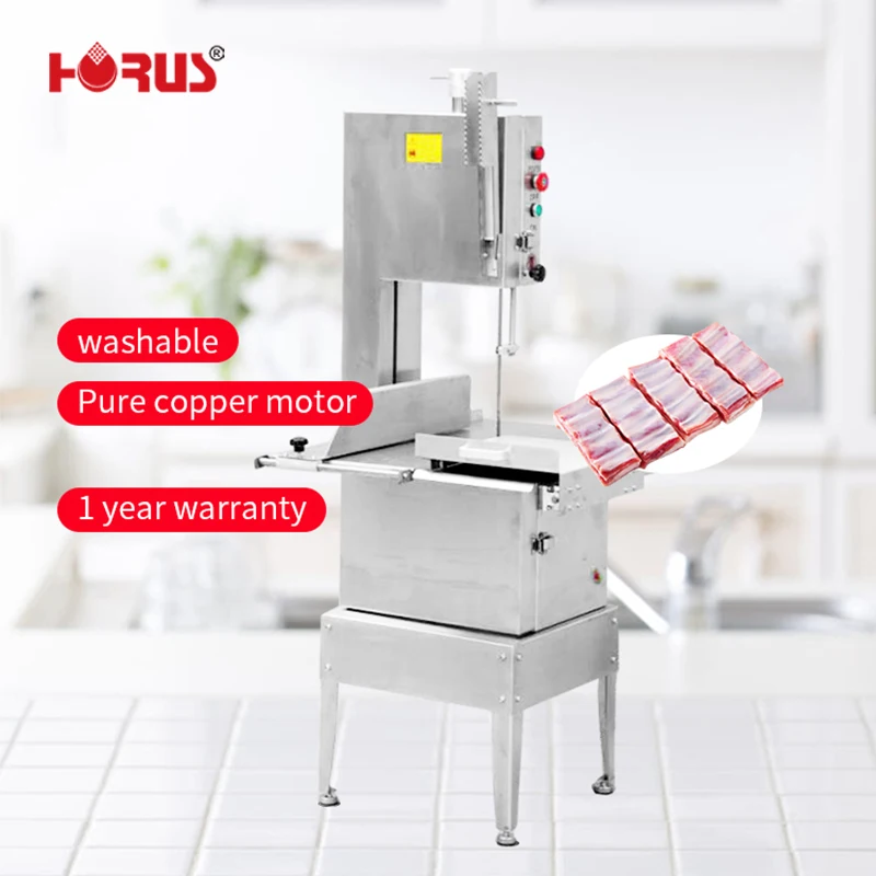 HR-300A 1800W Semi-Automatic Bone Saw 300mm Wheel 2400mm Blade Adjustable Thickness Stainless Steel Frozen Meat Cutter For