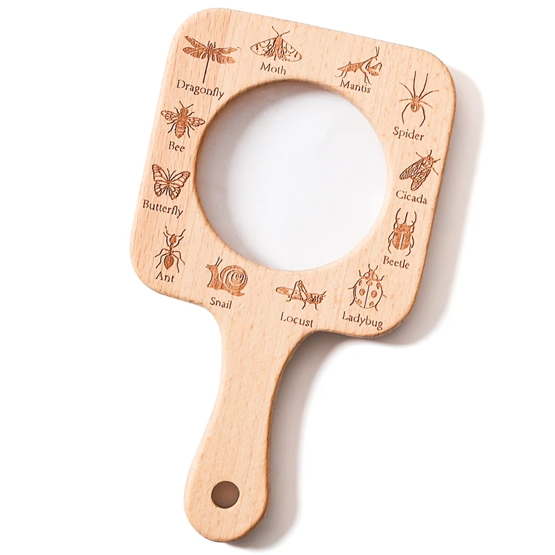 Loupe de détermination portable pour enfants, jouets scientifiques en bois pour bébé, accessoires d'exploration de la nature, cadeau pratique pour nouveau-né