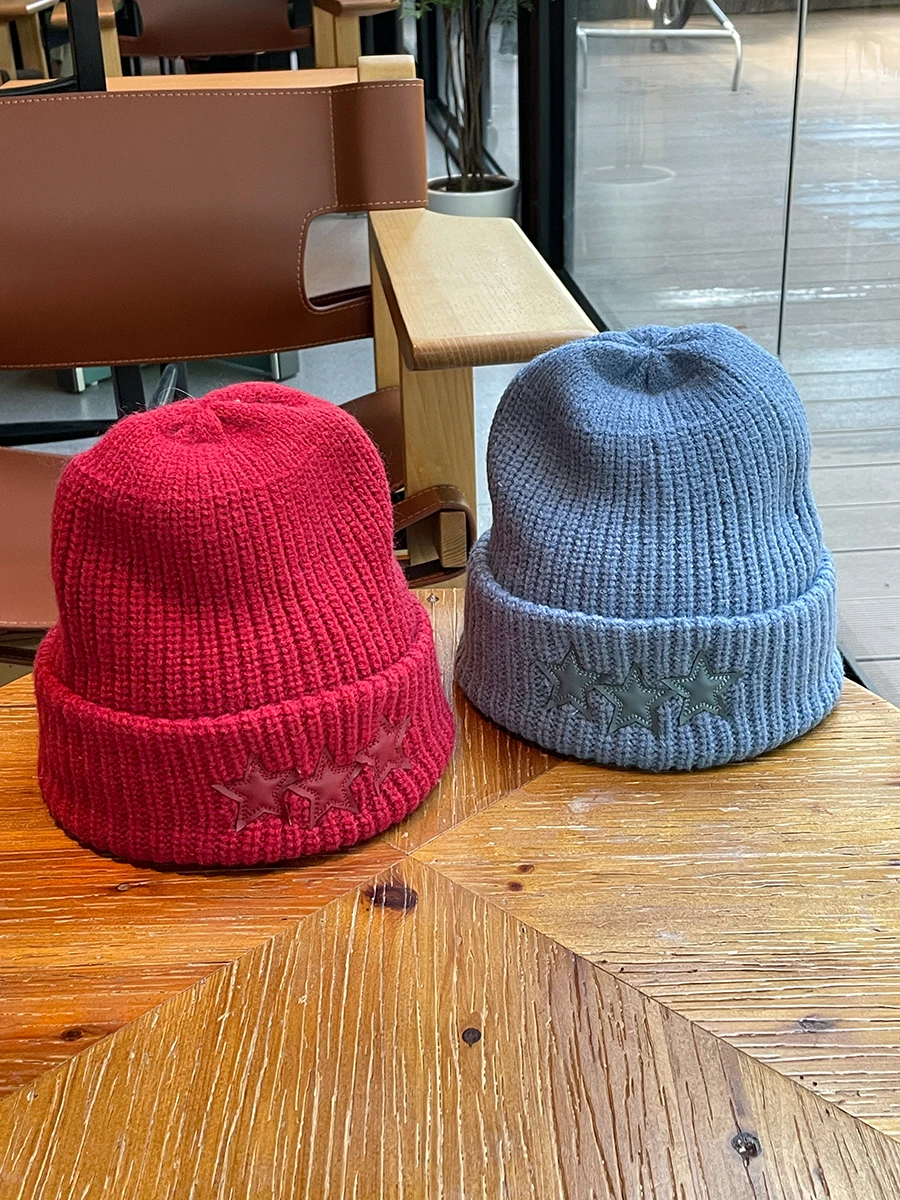 

Knitted Hat Fashionable Face Slimming Thickened Warm Wool Hat for Men Trendy