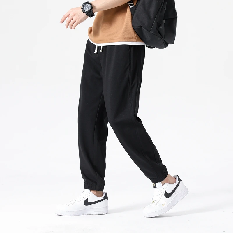 

Korean Style Men Leisure Pants Black White Khaki Gray Adjustable Drawstring Waist Trousers Male Easy Matching Cosy Clothings