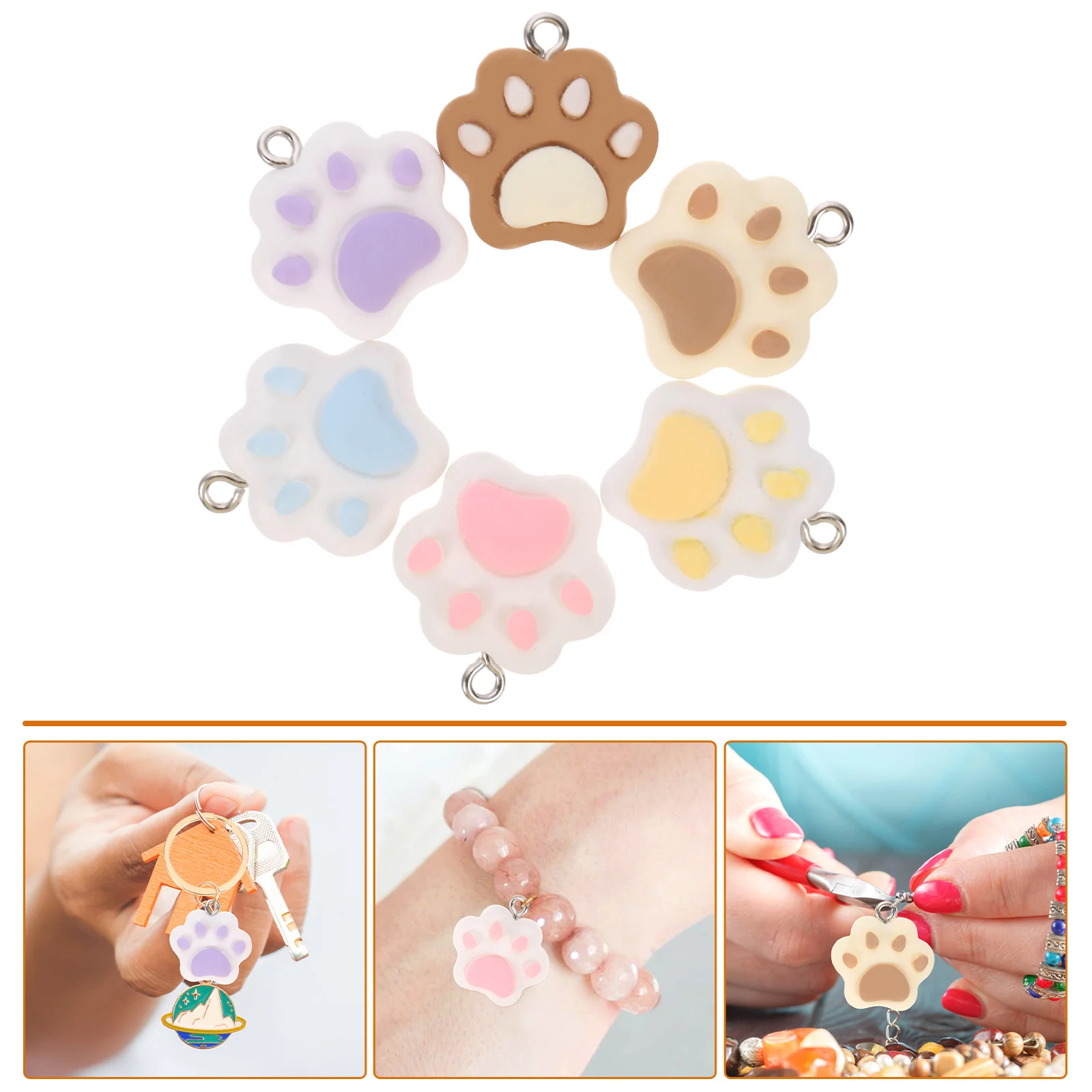 

18Pcs Resin Accessories Dog Paw Pendants Adorable Decorative Charms for Necklaces Earrings Keychains Bracelets Crafts