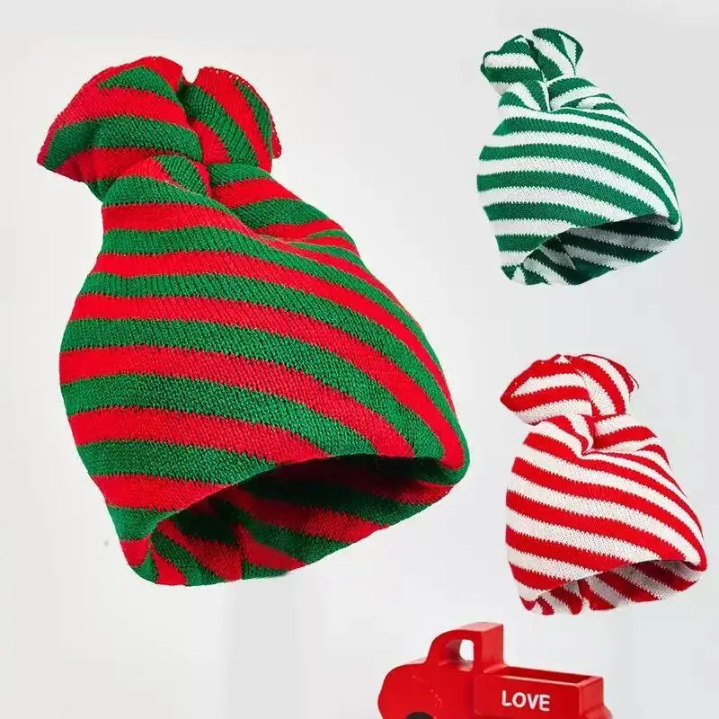 Classic Festive Christmas Triangular Elf Hat with Cartoon Little Ears for Irish Holiday Party Role Play Costume Decoration