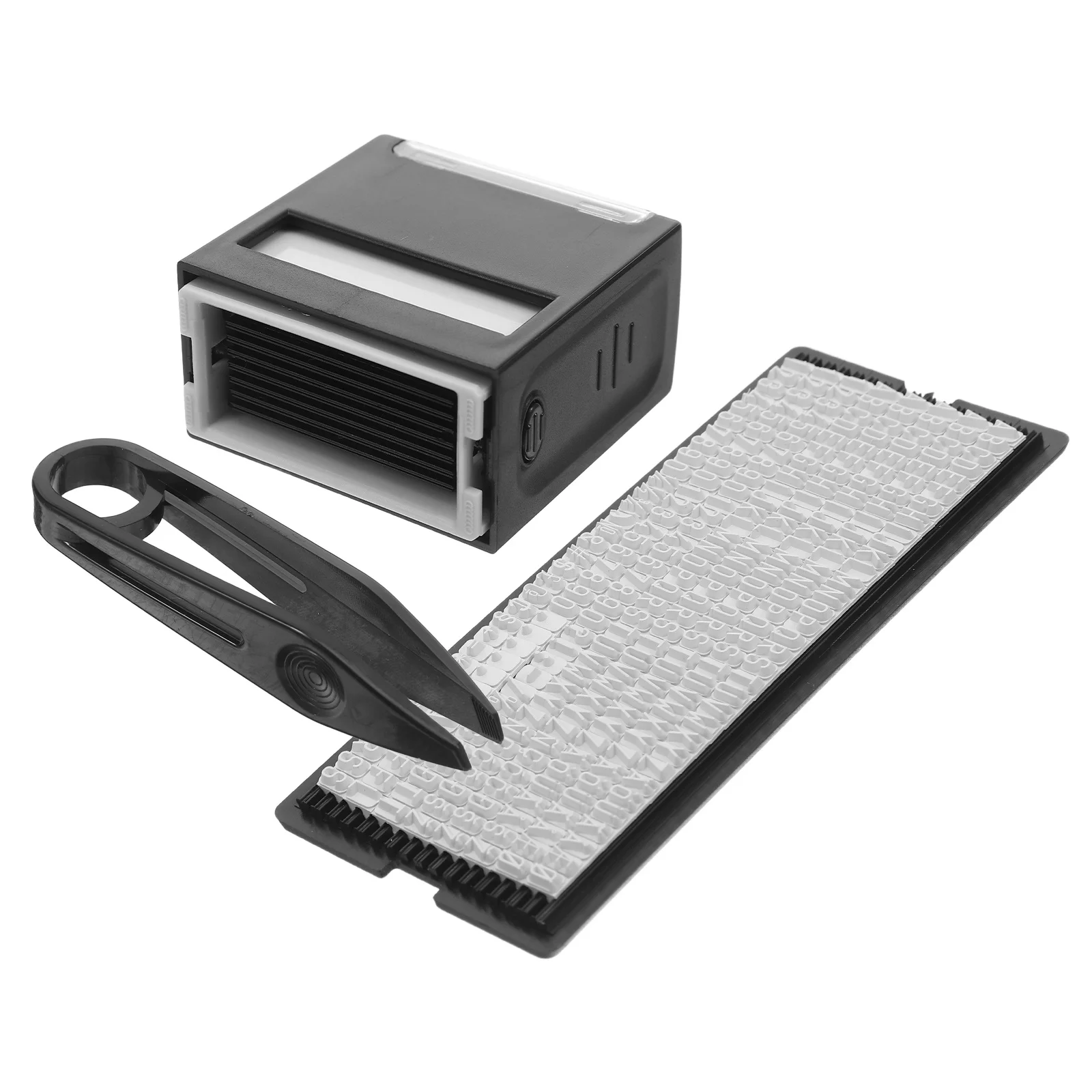 1세트 DIY 키트 ABS 자동 스탬프 탈부착 가능 사무실 비즈니스 주소 학교 공예 재사용 가능한 스탬프 키트 핀셋 포함