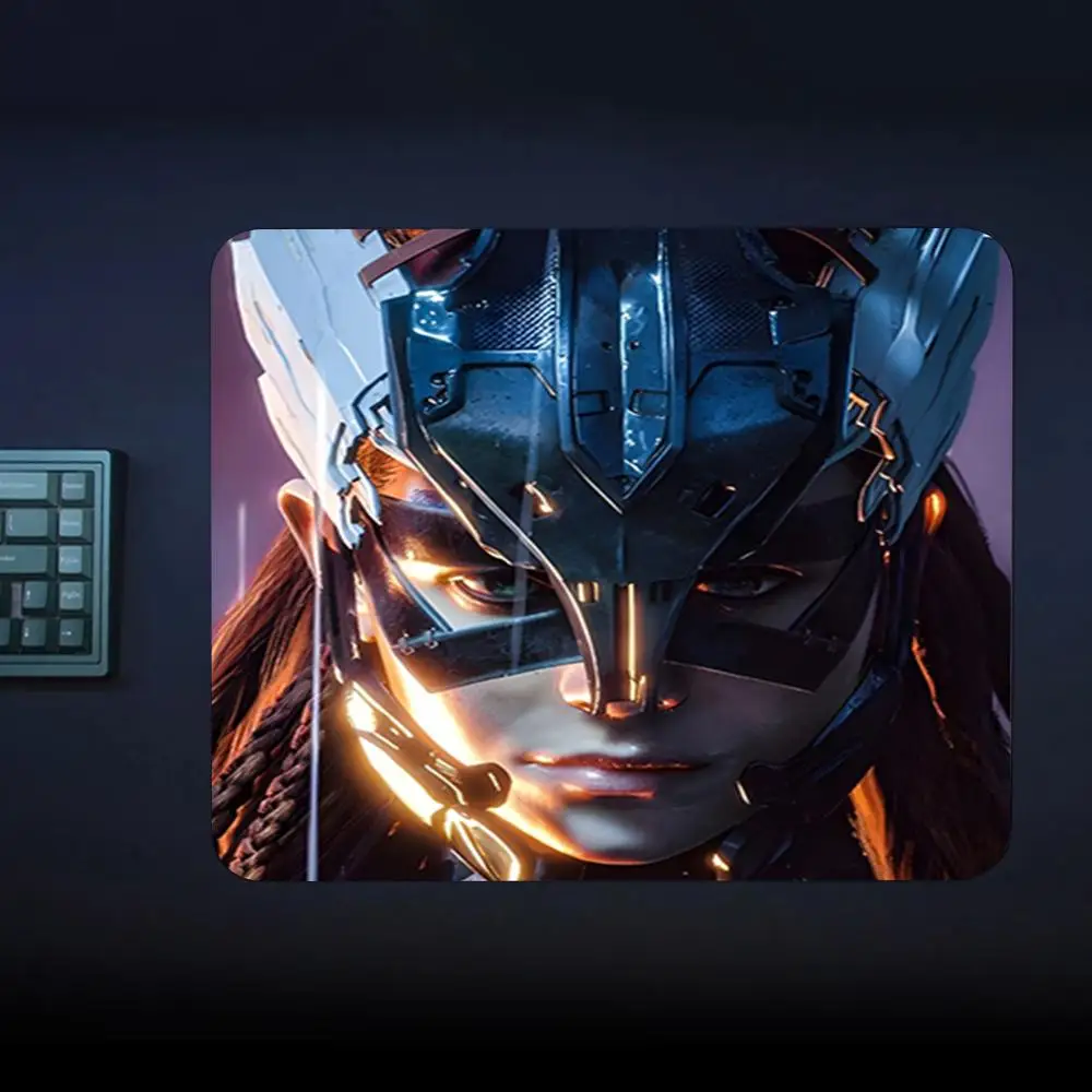 Horizon zero amanhecer aloy mouse pad 18x22cm tapete pequeno teclado bloqueio borda deskpad kawaii tapetes de proteção de mesa