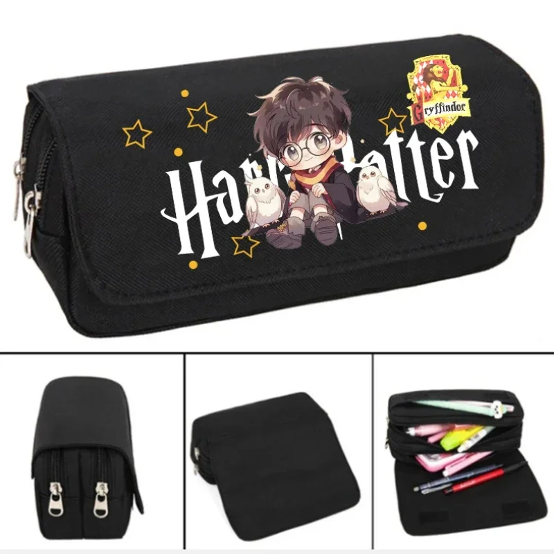 Harry Potter Pencil Bags Anime Figure Cartoon Fashion Pencil Case Portable Storage Bag Student Stationery Kid Toy Christmas Gift