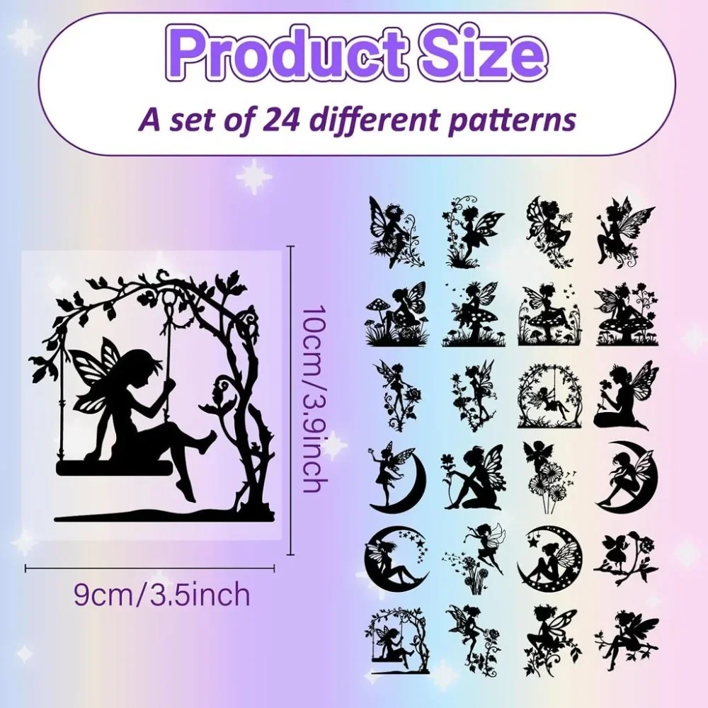 24Pcs Fairy Silhouettes Mason Jar Decor PVC Laser Die Cut Silhouettes Angel Scrapbook Cardboard Silhouette Ornaments Christmas