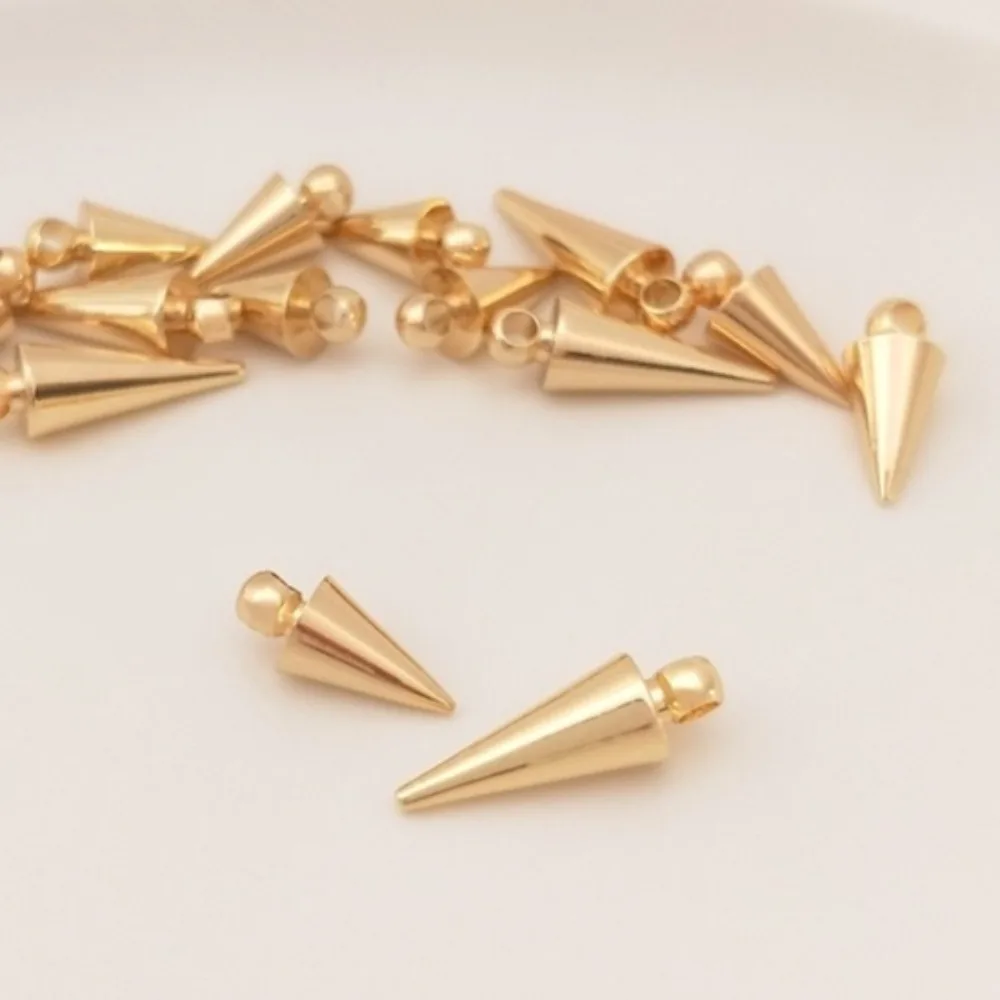 

2 шт., медные подвески, 14-каратное золото, острый конус, кулон, серьги ручной работы, серьги-гвоздики, ювелирные изделия, очаровательные аксессуары, материал