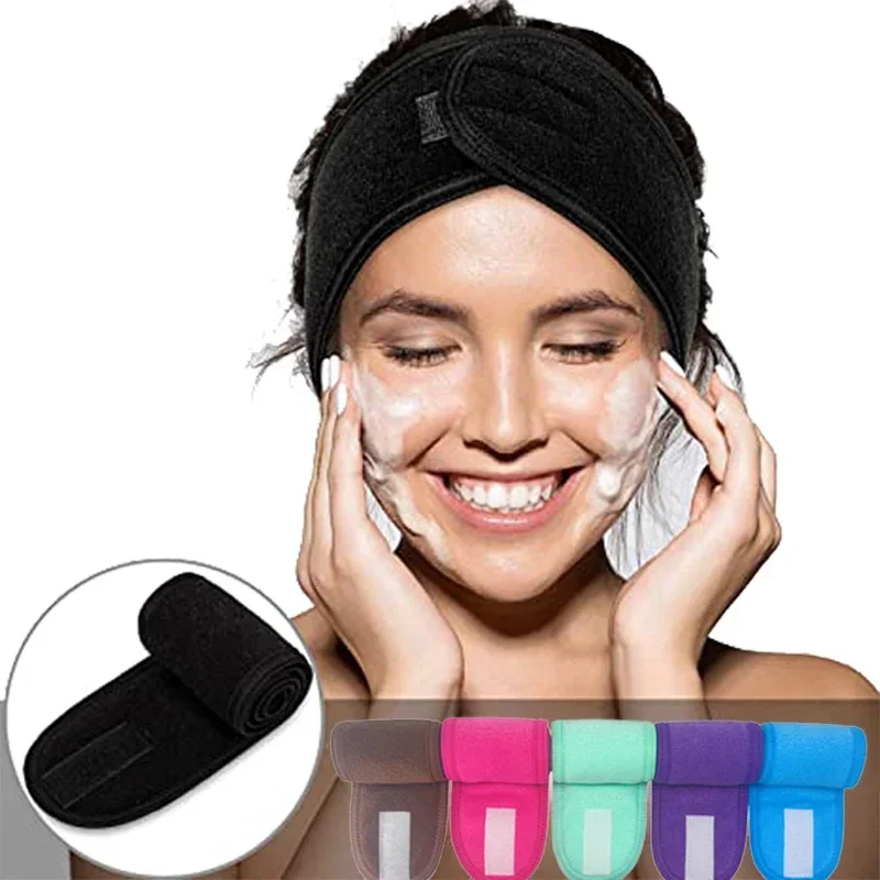 3pcs Women New Adjustable SPA Facial Headbands Hair Bands for Face Washing Bath Makeup Soft Toweling Shower Cap Hair Accessories