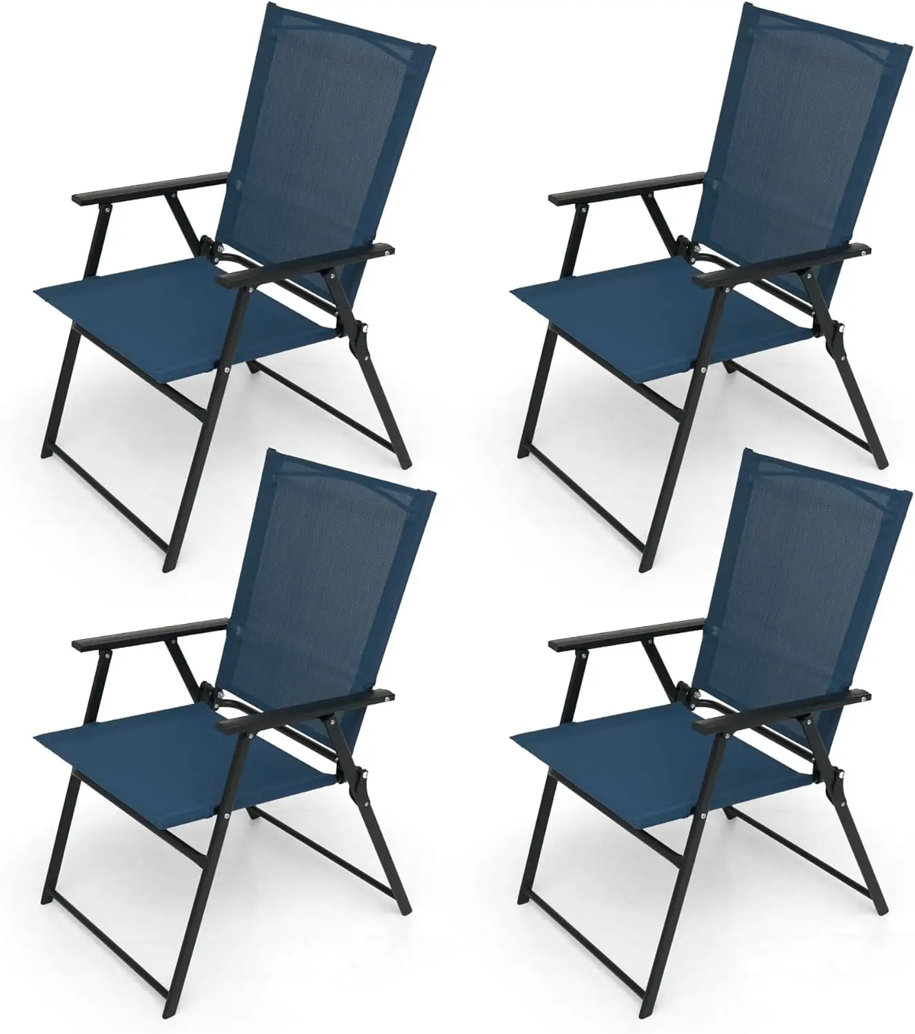 Outdoor Portable Dining Chairs for Lawn Garden and Porch,Set of 4 - Dark Blue