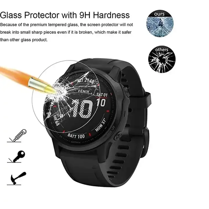 Vidrio Templado Premium 9H para Garmin Fenix 6 6S 6X smartwatch, Protector de pantalla, película HD para Fenix 7S 7 7x Sapphire 6X solar