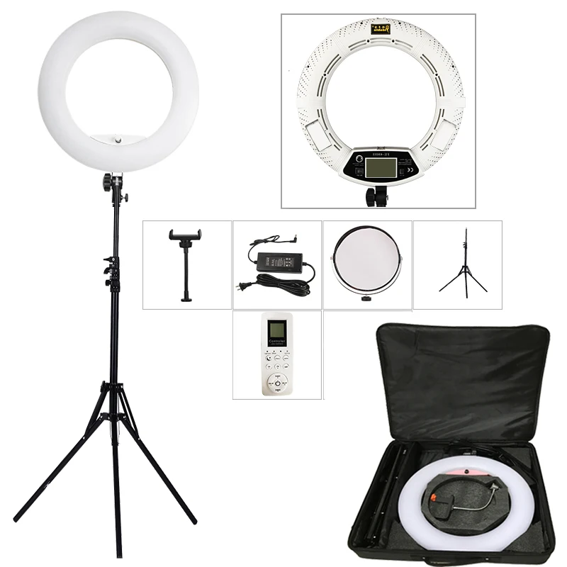 18inch Led Ring Lights with Tripod 96w Perfessional Yidoblo FE480 Photo Studio Video Lamp Bi-color for Beauty Salon Makeup Vlog