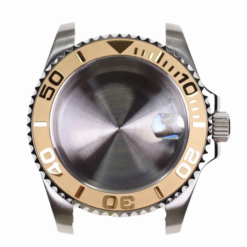 

Gold Stainless Steel Yacht Design With Sapphire Crystal Water Resistant Watch Case For Nh35A Nh36 Mechanical Automatic Movement