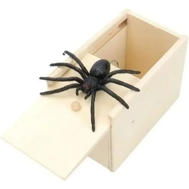 Wooden Prank Trick Surprise Toy Scare Toy Box Gag Spider Pranks Stuff Toys Home Office Kid Friend Play Joke Gift Surprising Box