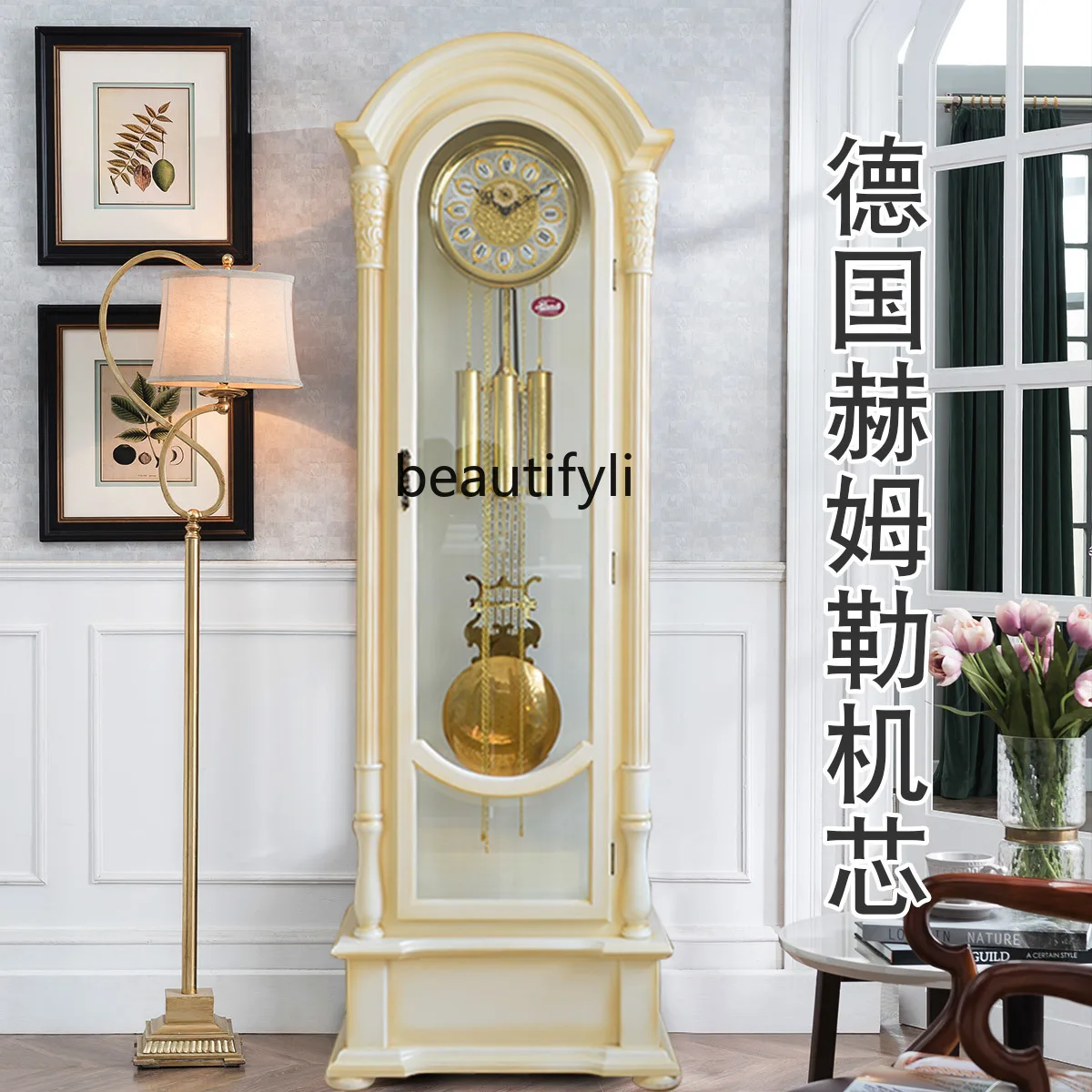 German Helmler copper movement vertical clock solid wood floor clock living room mechanical luxury