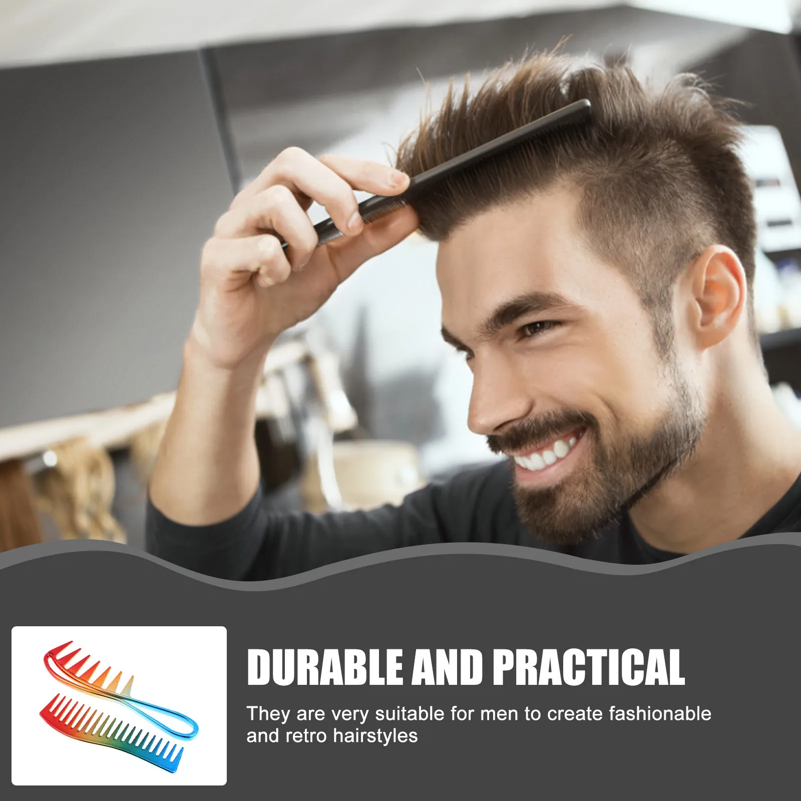 

Набор из 2 расчесок для укладки волос для мужчин, для создания прически «мокрая голова», из АБС-пластика, с гладкой поверхностью, термостойкий, прочный, многофункциональный