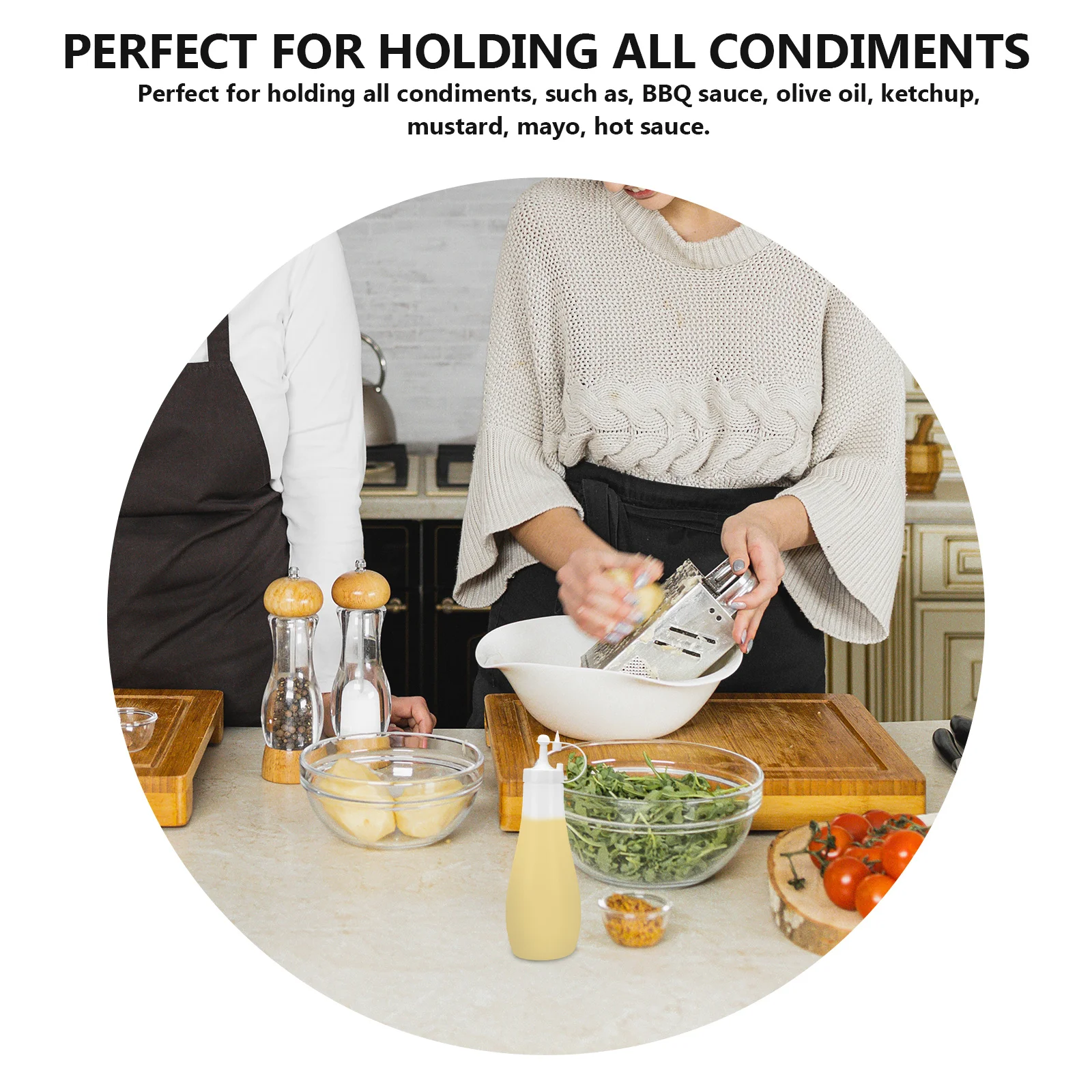 

4Pcs Sauce Bottles Plastic Squeeze Seasoning Containers Kitchen Condiment Dispensers Salad Dressing Bbq Oil Ketchup Mustard Mayo