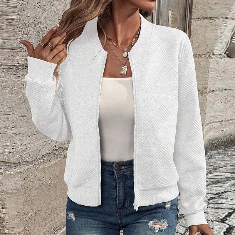 Autumn Winter Women Coat Jackets Solid Long Sleeve Zipper Coats For Women Casual Loose Short Jackets 2024