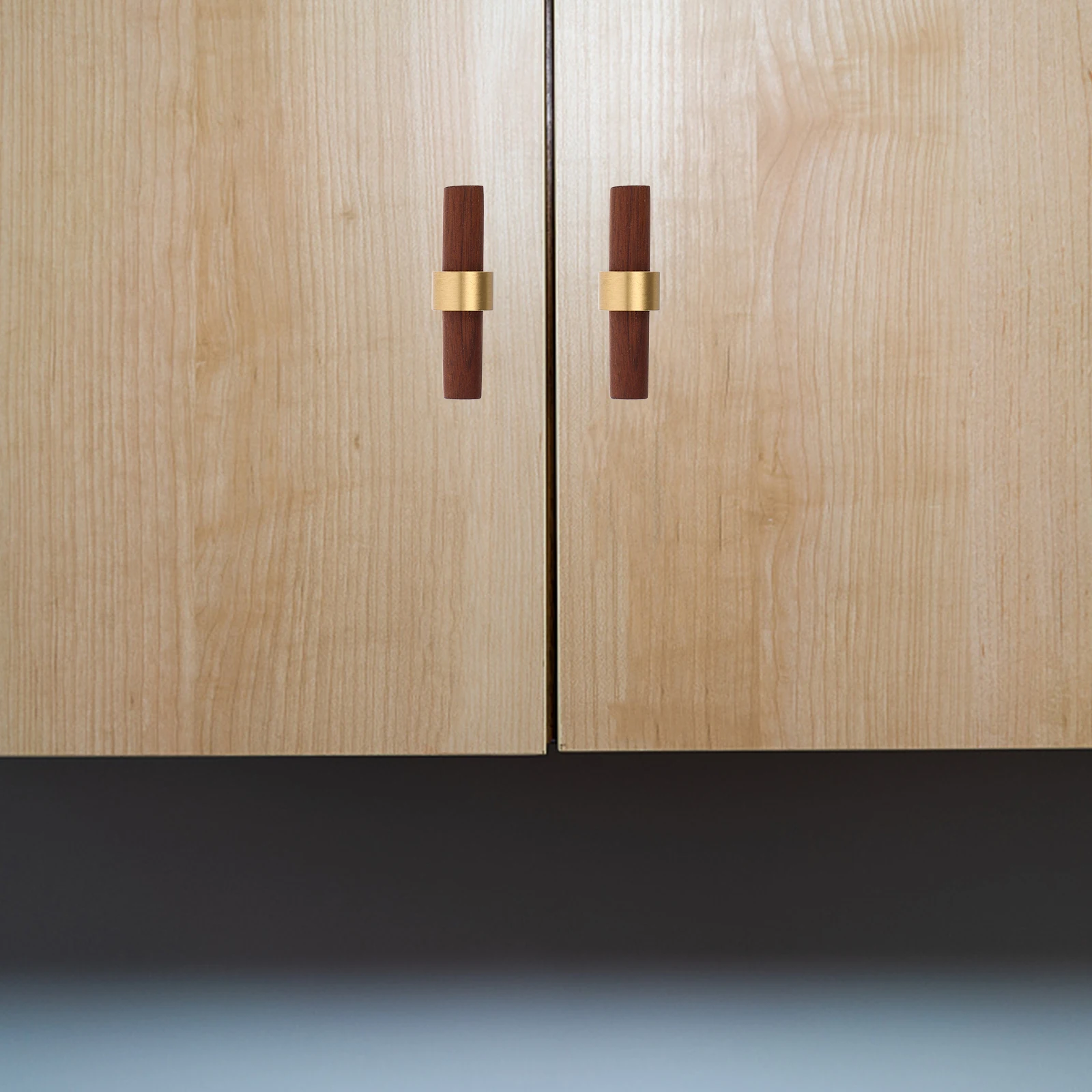

2Pcs Cabinet Handles Wood Zinc Alloy Wardrobe Door Pulls Vintage Dresser Long Bar Easy Installation Durable Style
