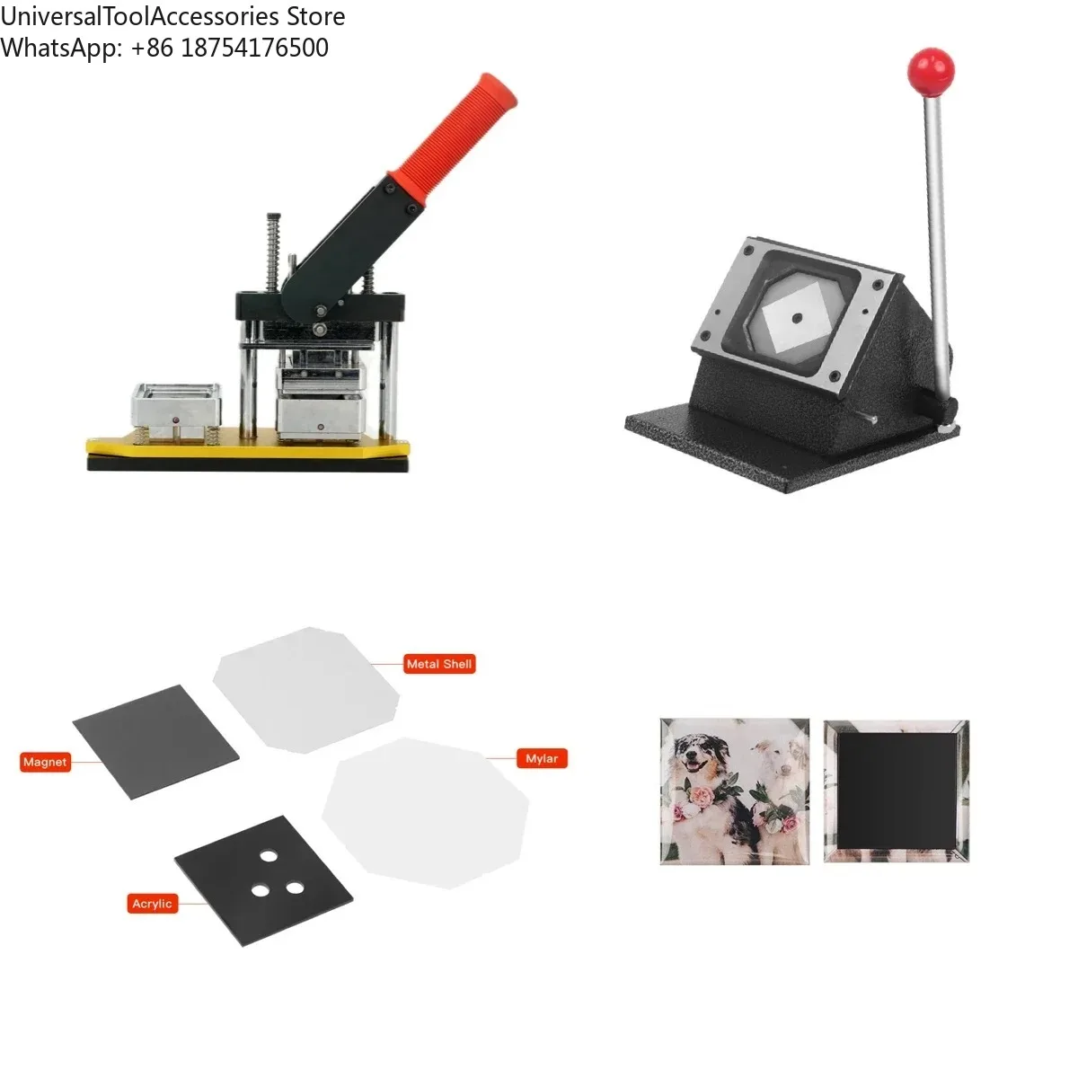 

Square Refrigerator Badge Press Machine 50x50mm/63.5x63.5mm Rotating Machine