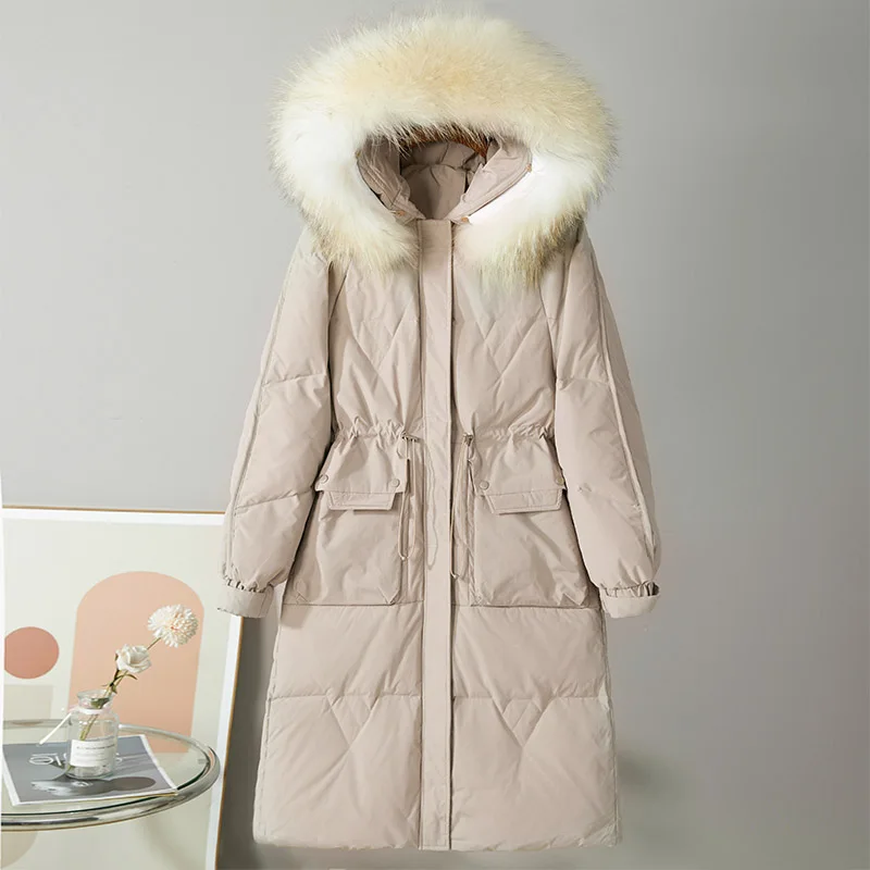 Imagem -02 - Luxo Ganso para Baixo Jaqueta de Inverno para Mulheres Meados de Comprimento Espessamento com Capuz Outerwear Moda Quente Magro Feminino Parkas Cabolsas 2023 Novo