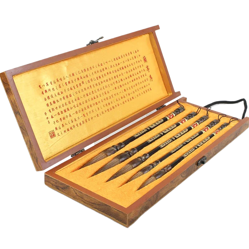 

Calligraphy Brush Pen with Gift Box Traditional Chinese Painting Calligraphy Brushes Set Weasel Hair Regular Script Brush Pen