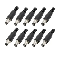 10Pcs/lot DC Power Male Plug 5.5mm x 2.1mm Connector Soldering Type DIY Electrical Wire DC Power Plug Jack Adapter 5.5x2.1mm