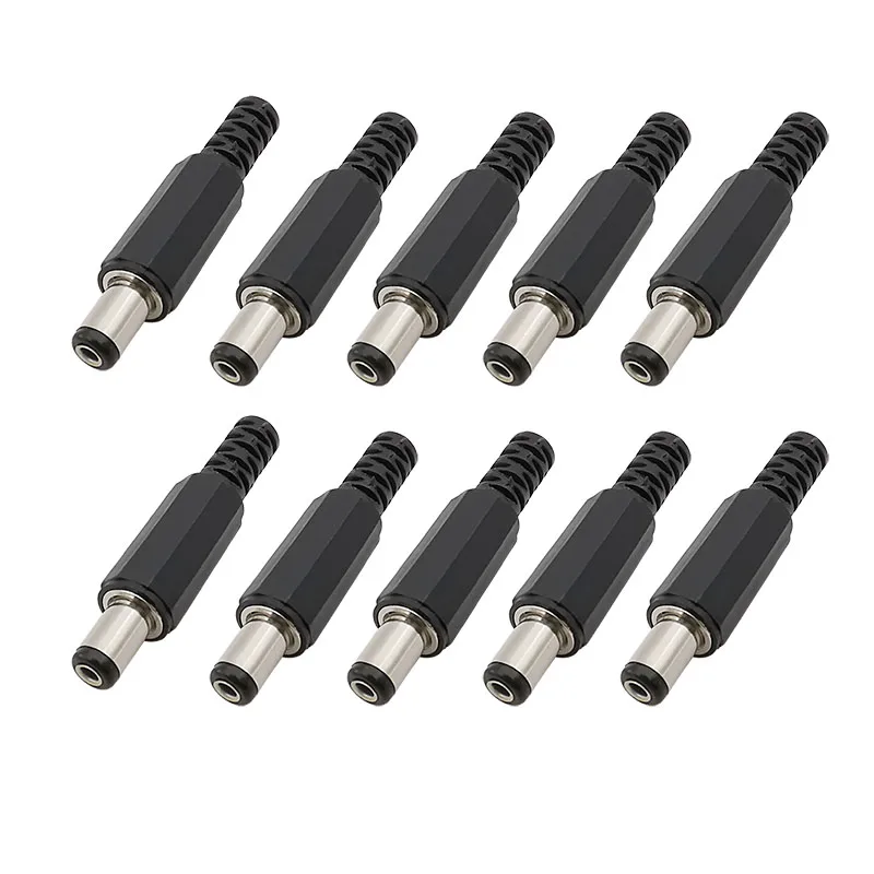 10 sztuk/partia prądu stałego wtyczka męska 5.5mm x 2.1mm typ lutowania DIY przewód elektryczny wtyczka DC wtyczka Jack 5,5x2,1mm