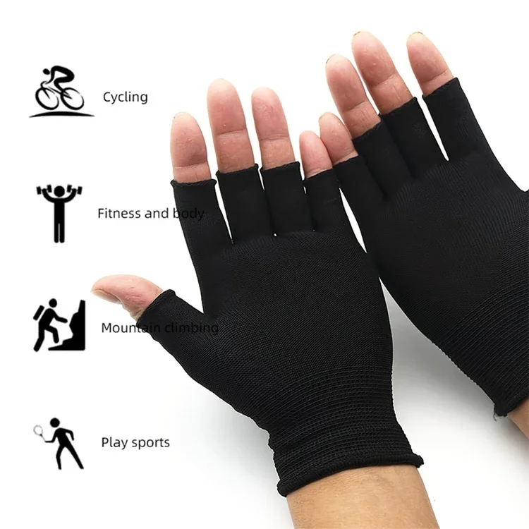 1 Paar Multifunktionale Halbfingerhandschuhe für Damen und Herren, verschleißfeste, gestrickte Handschuhe mit Handgelenkschutz – Detail 6