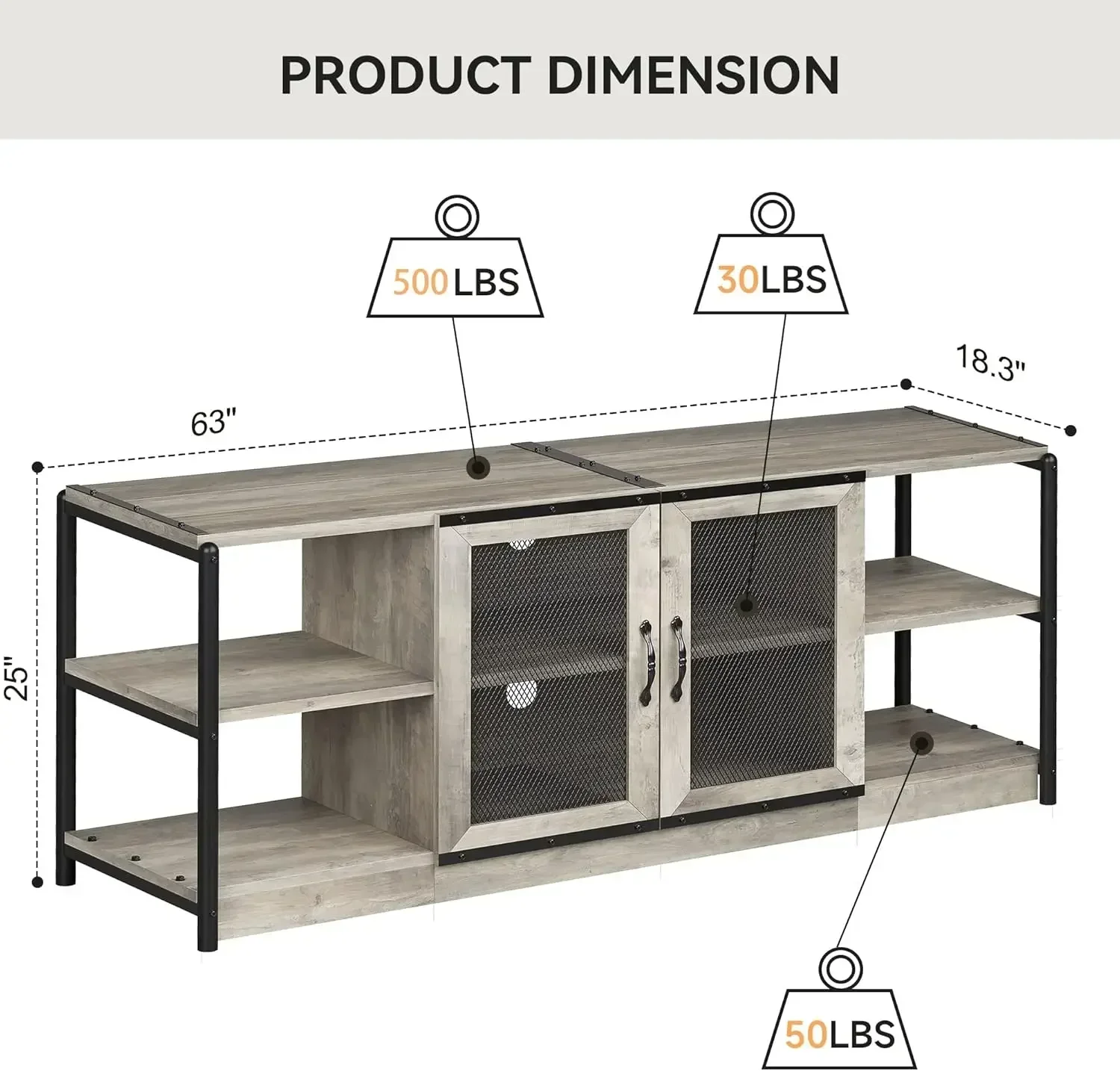 حامل تلفزيون مركز الترفيه الصناعي، رمادي ريفي #2
