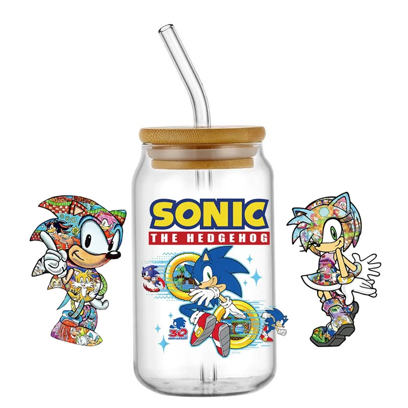 Miniso Cartoon Hedgehog Pattern UV DTF Printed Wrap Sticker for Cup Glass Can Waterproof 16oz TransferSticker