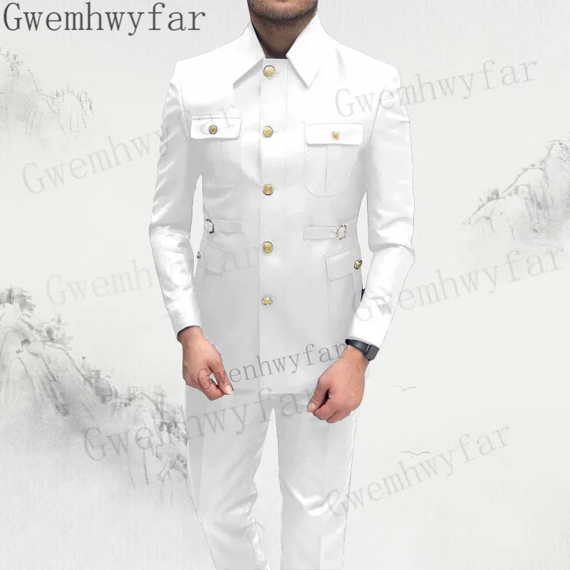 Gwenhwyfar Blazer Sets Male Suit Costumes For Men Formal Social Set 2 Pics Coat Pants Latest Design Prom Dress Gentleman Clothes