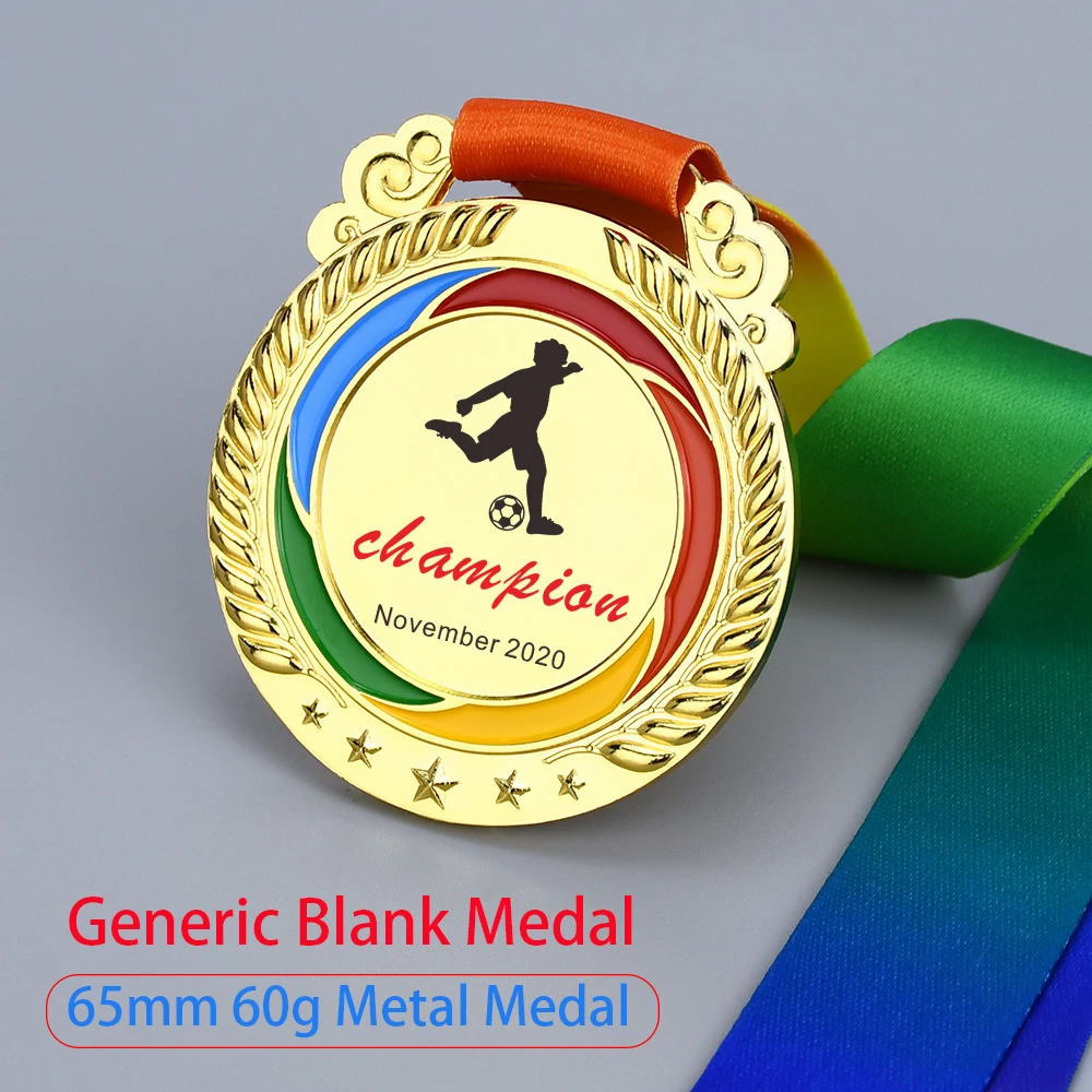 Blank Medals Ear of Wheat Medal with Color Ribbon 65mm Gold Silver Bronze Award Generic Medal Print For Free On The Blank 60g