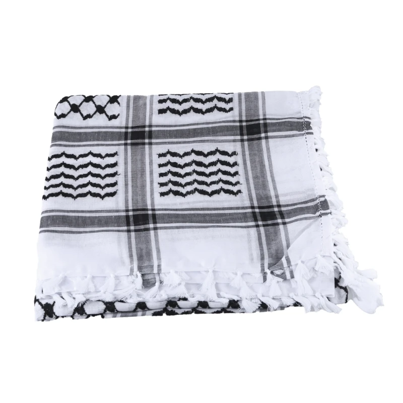 

125x125cm Arab Scarf Arab Enthusiasts Keffiyeh Headscarf Multi Purpose Shemagh Scarf for Male Outdoor Dustproof Tool