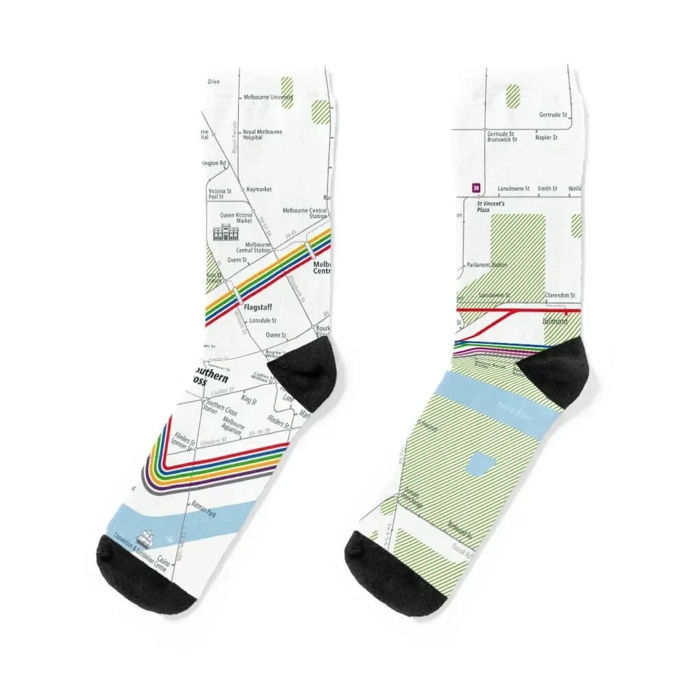 

Melbourne City Rail Map Square Socks Stockings man designer sports stockings Socks Male Women's