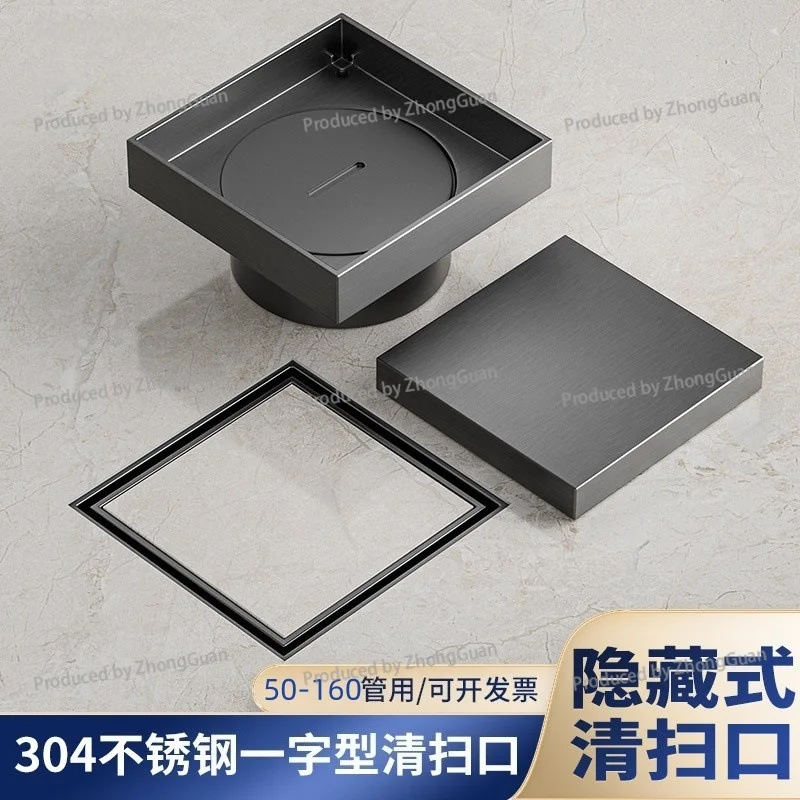 Invisible Tile-Inlay Floor Access Panel – 304 Stainless Steel Cleanout Port for Drain & Sewer, Seamless Ceramic Tile Integration