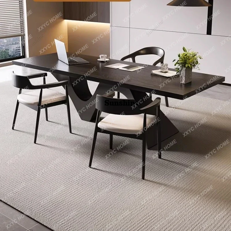 MMSolid wood   minimalist home office computer table and chair set, creative workbenchY