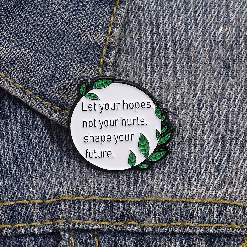 Cartoon Celebrity Quotes Brooch Geometric Circle English Letter Shape Brooch Accessories Student Bag Accessories Badge Lapel Pin