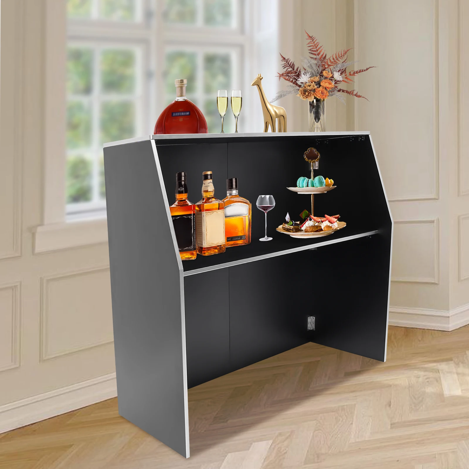 Freestanding Wine Racks & Cabinets, High-Quality Ecological Board and Aluminum, 110lbs Load Capacity, Foldable Design,