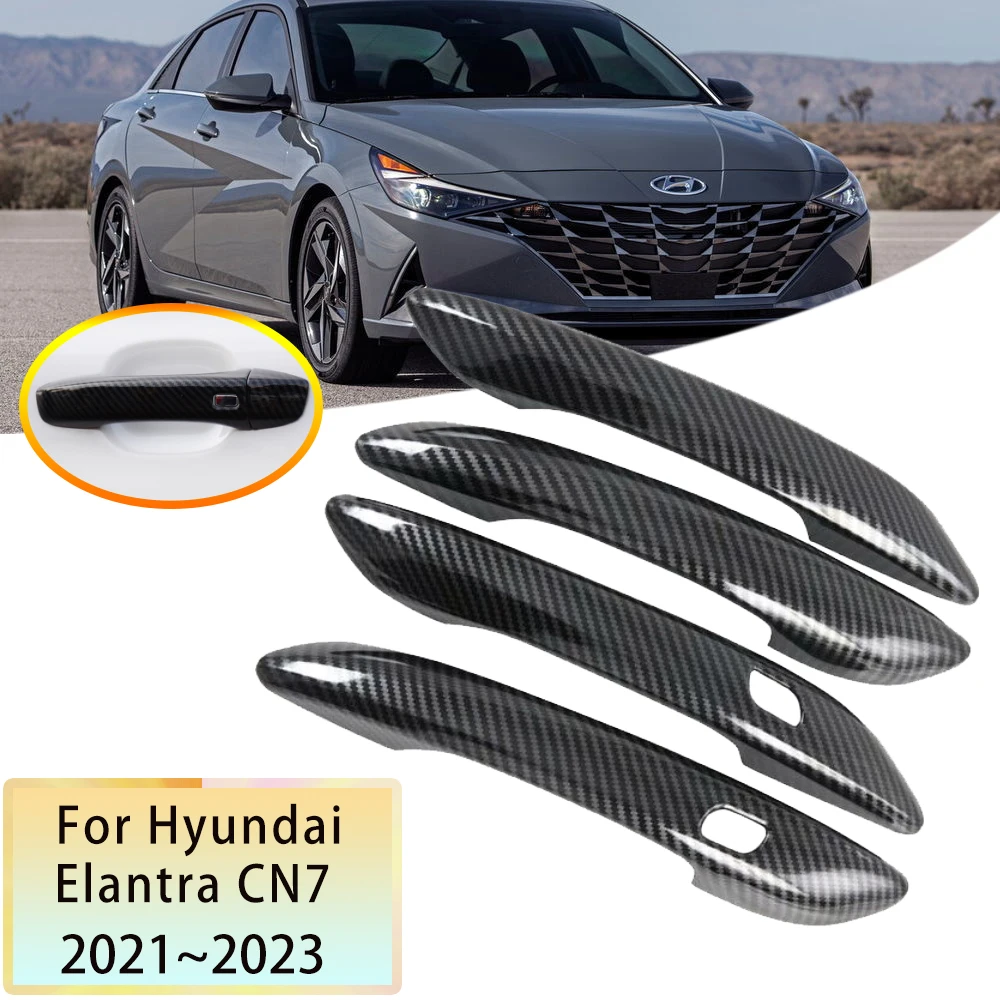 

for Hyundai Elantra CN7 Avante N i30 Sedan 2023 2021 2022 Carbon Fiber Door Handle Cover Trim Car Styling Stickers Accessories