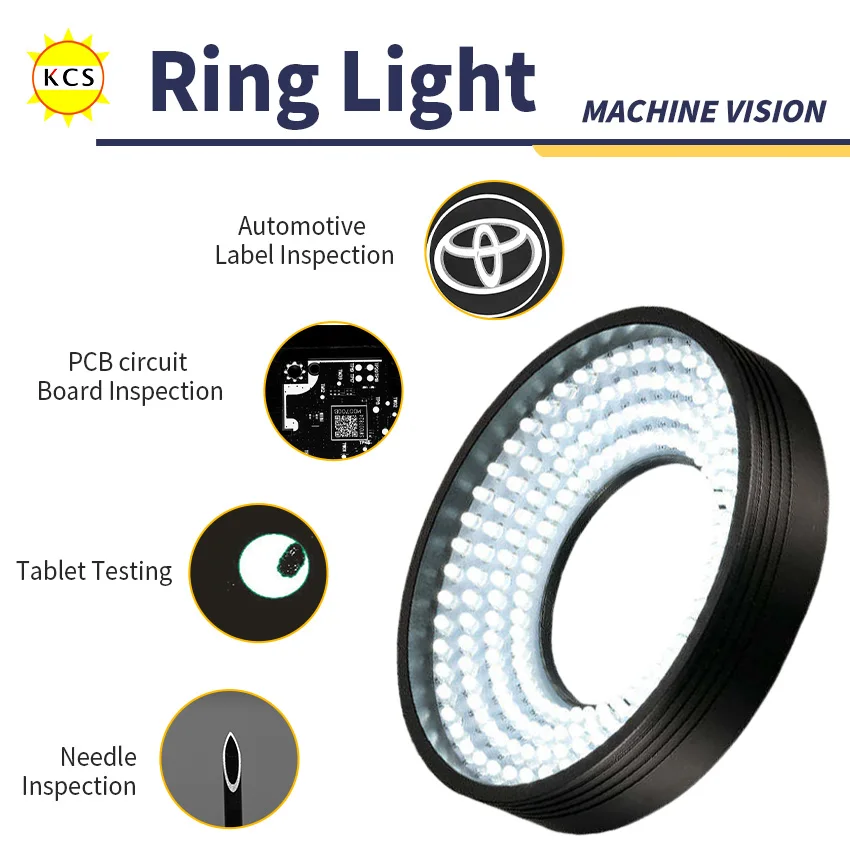 KCS مصدر ضوء مصمم تيار مستمر 24 فولت LED مصباح مصمم على شكل حلقة آلة الرؤية LED العمل مصباح مصمم على شكل حلقة القطر الخارجي 40-42 مكونات التفتيش