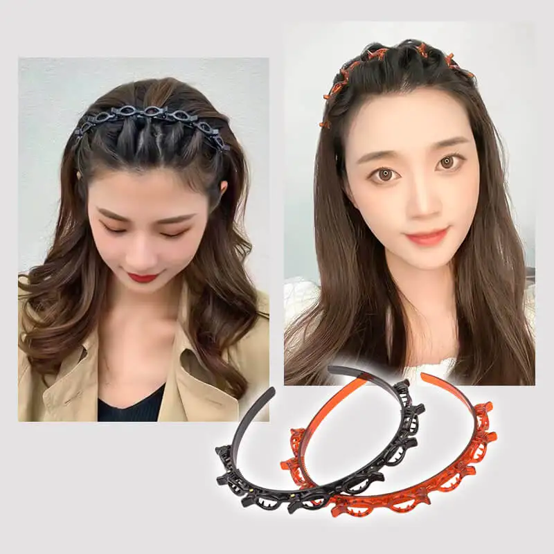 Headbangs Hairstyle Hairpin Hairband Professional Weave Bangs Clip Toothed Headband Braid Tool Women Girls Hair Accessories 1pc