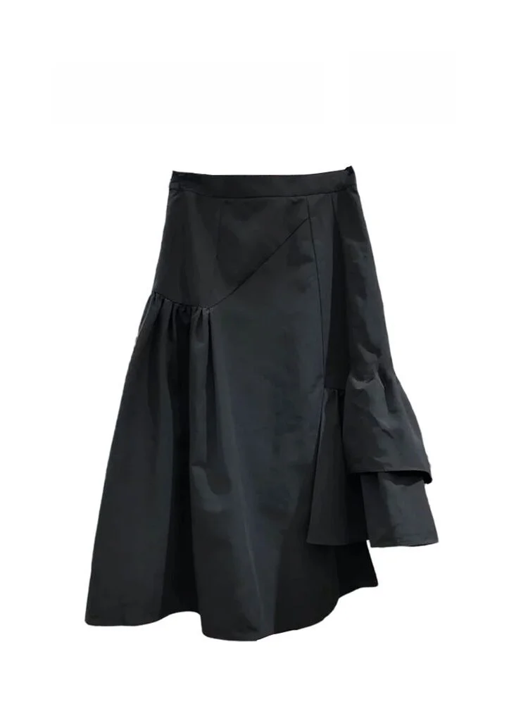 

Модная асимметричная юбка миди с завышенной талией, стройнящая, А-силуэт, в корейском стиле, длинная юбка для весны 2024