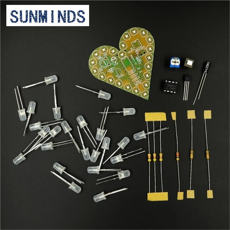 DIY Kit Heart Shape Breathing Lamp Kit DC 4V-6V Breathing LED Suite Red White Blue Green DIY Electronic Production for Learning