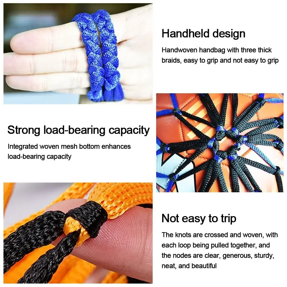 New Basketball Net Bag Strong Bold Dense Polypropylene Rope Multiple Colors Ball Mesh Pocket Portable Sports Equipment Football