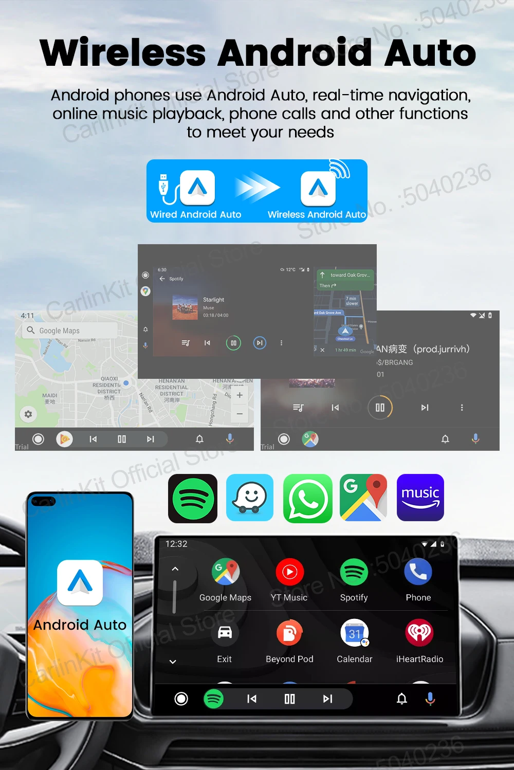 Mini Ultra 2 CarlinKit 5.0 Kabelloser CarPlay Android Auto Adapter Plug & Play WLAN Bluetooth Automatische Verbindung für OEM-Fahrzeuge – Detail 6